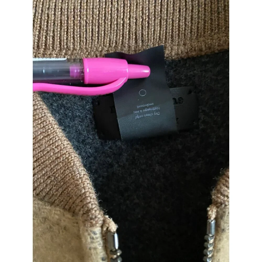 rag & bone Recycled Wool Bomber Poncho One Size Camel Brown Made in Italy - Picture 9 of 11